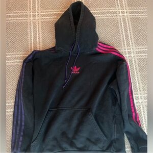 Adidas Black Hoodie with Pink and Purple Accents